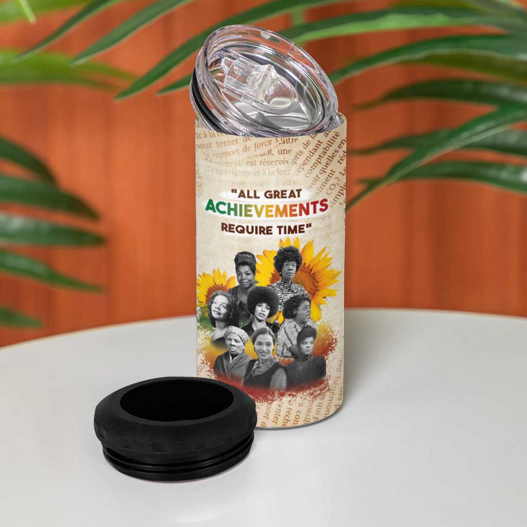 African Achievements 4 in 1 Can Cooler Tumbler Civil Rights Female Leaders Sunflower DT04