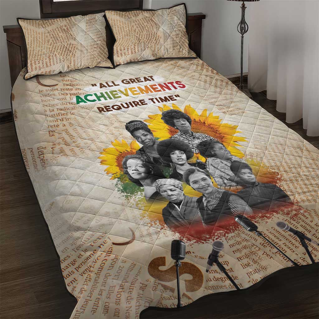African Achievements Quilt Bed Set Civil Rights Female Leaders Sunflower DT04