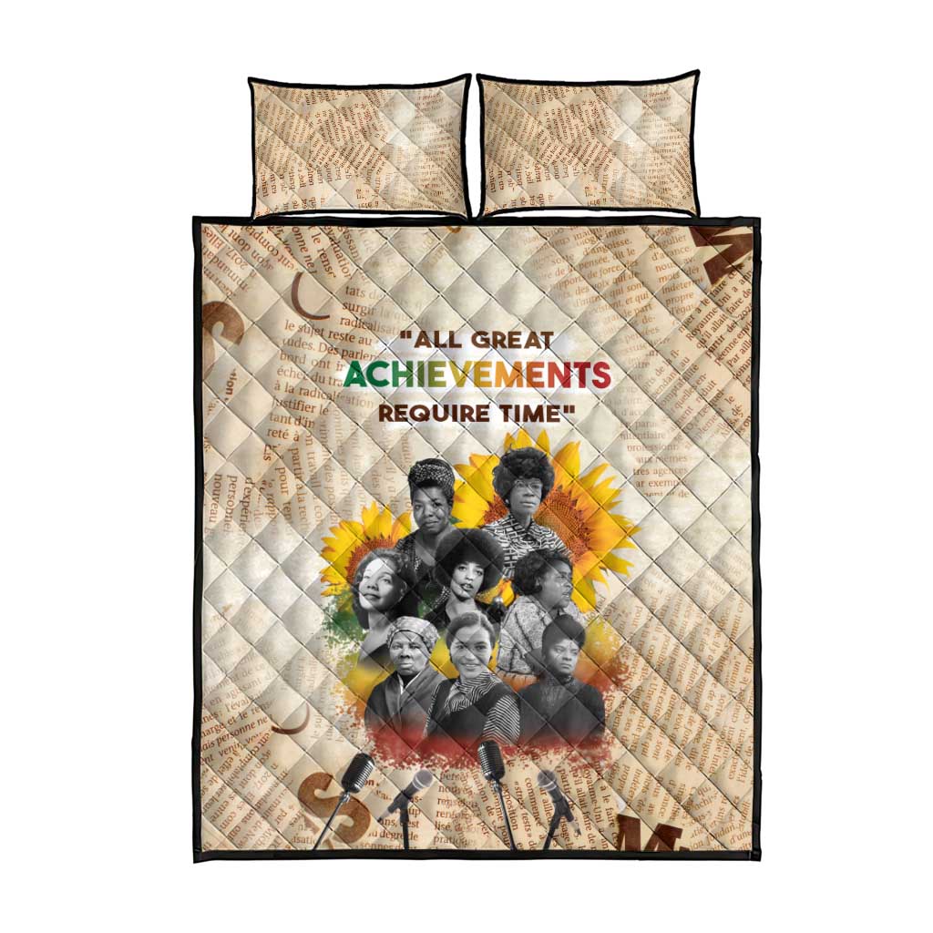 African Achievements Quilt Bed Set Civil Rights Female Leaders Sunflower DT04