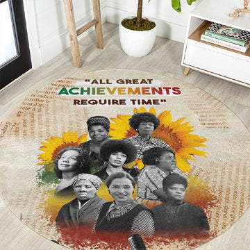 African Achievements Round Carpet Civil Rights Female Leaders Sunflower DT04