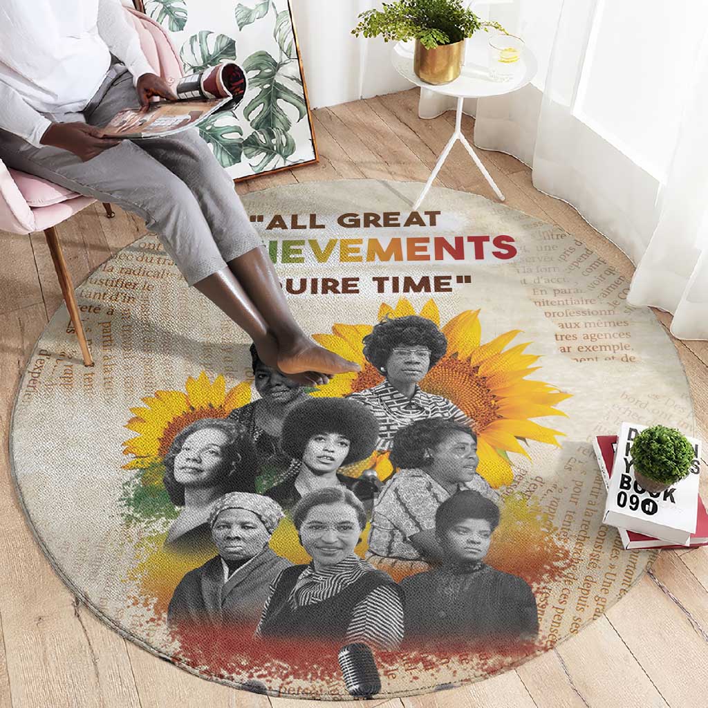 African Achievements Round Carpet Civil Rights Female Leaders Sunflower DT04