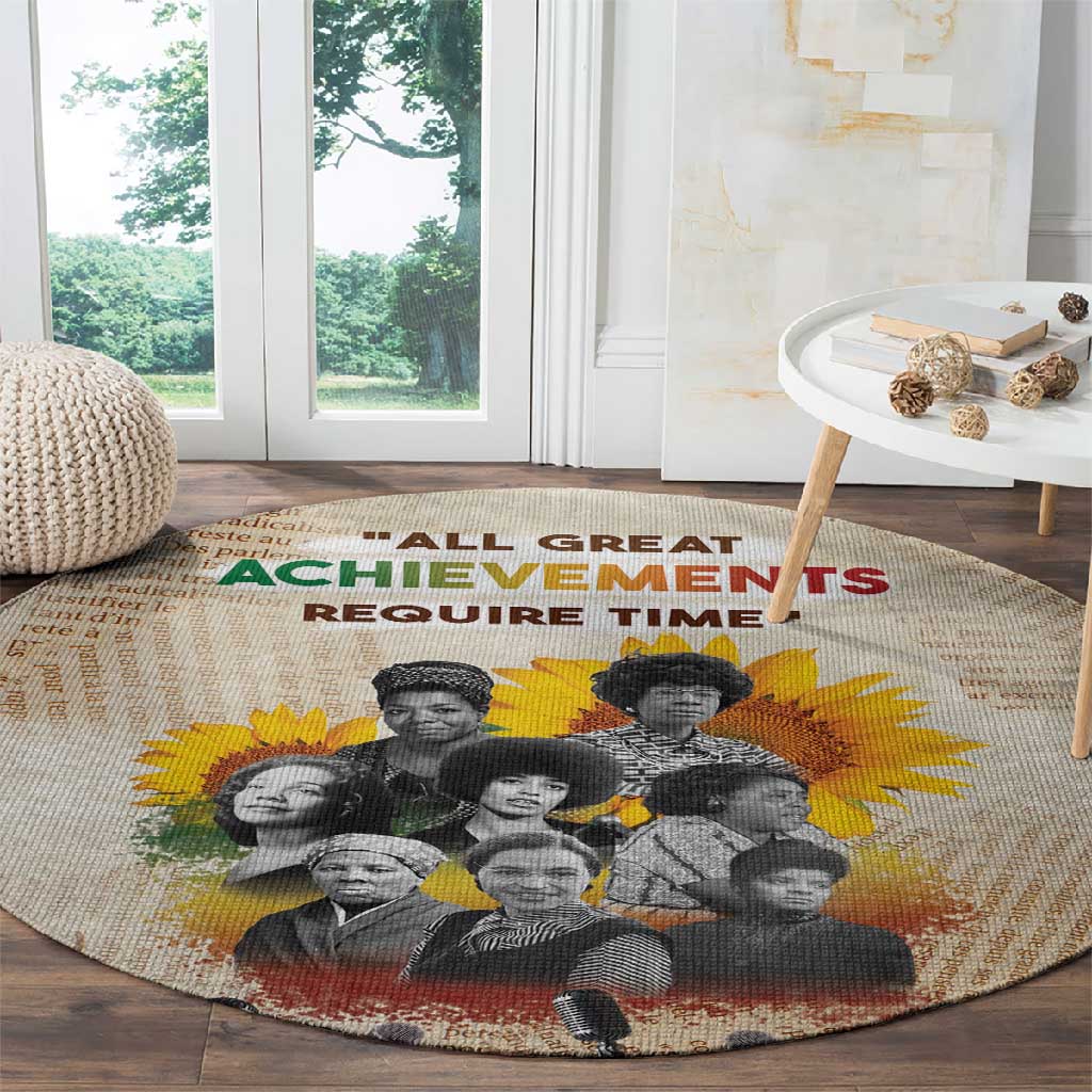 African Achievements Round Carpet Civil Rights Female Leaders Sunflower DT04