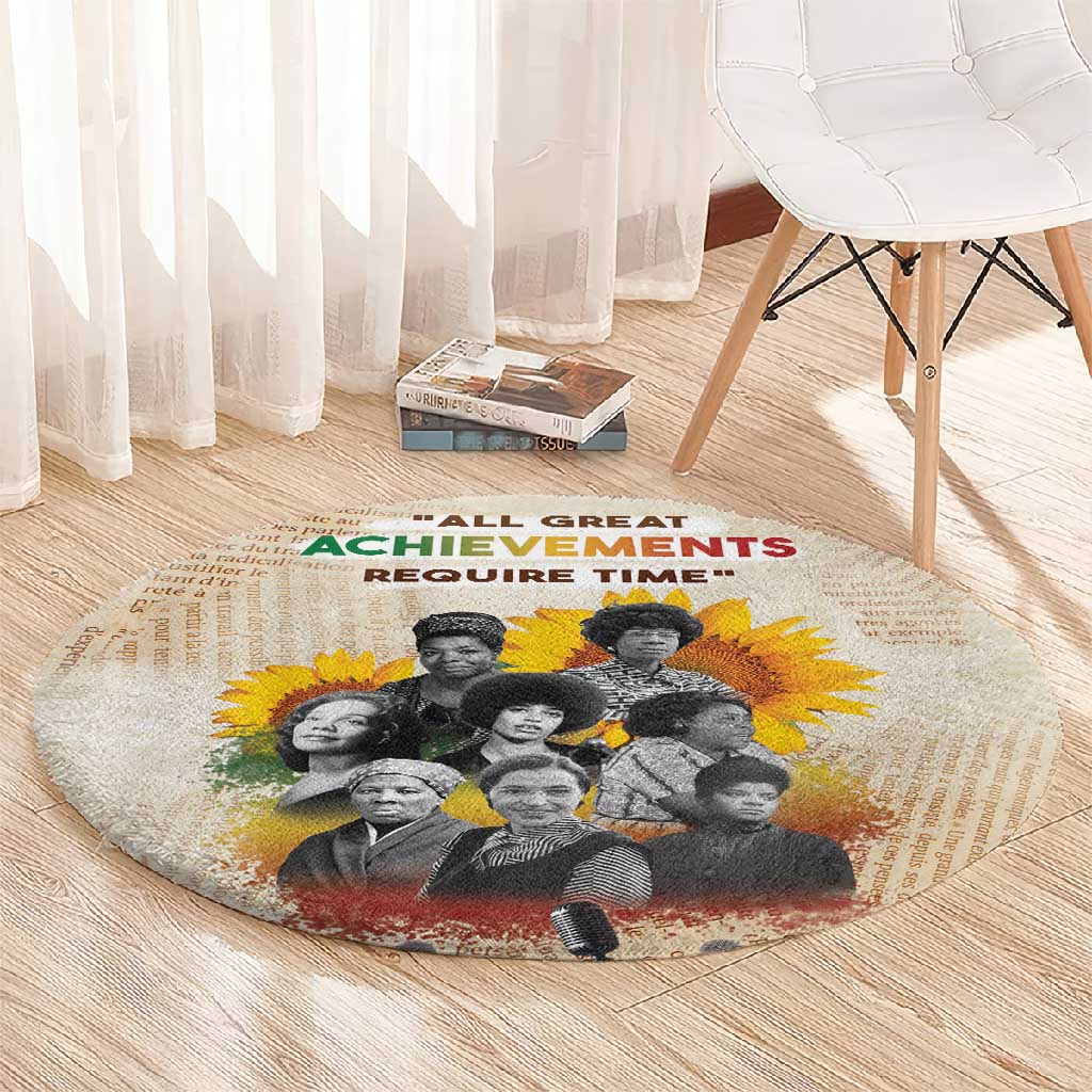 African Achievements Round Carpet Civil Rights Female Leaders Sunflower DT04