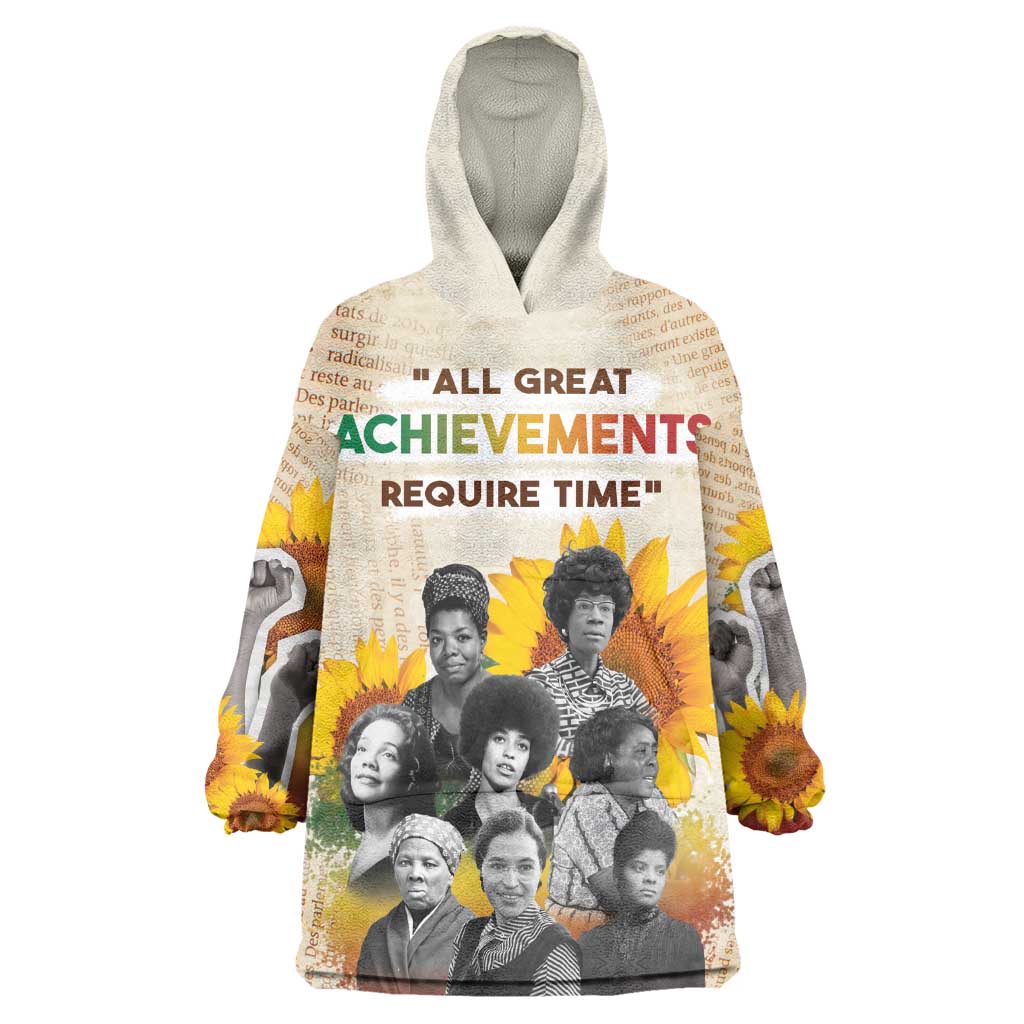 African Achievements Wearable Blanket Hoodie Civil Rights Female Leaders Sunflower DT04