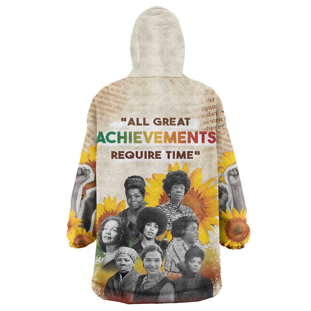African Achievements Wearable Blanket Hoodie Civil Rights Female Leaders Sunflower DT04