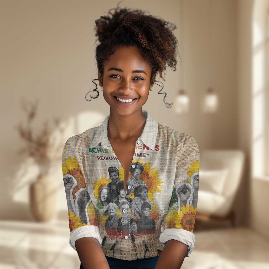 African Achievements Women Casual Shirt Civil Rights Female Leaders Sunflower DT04