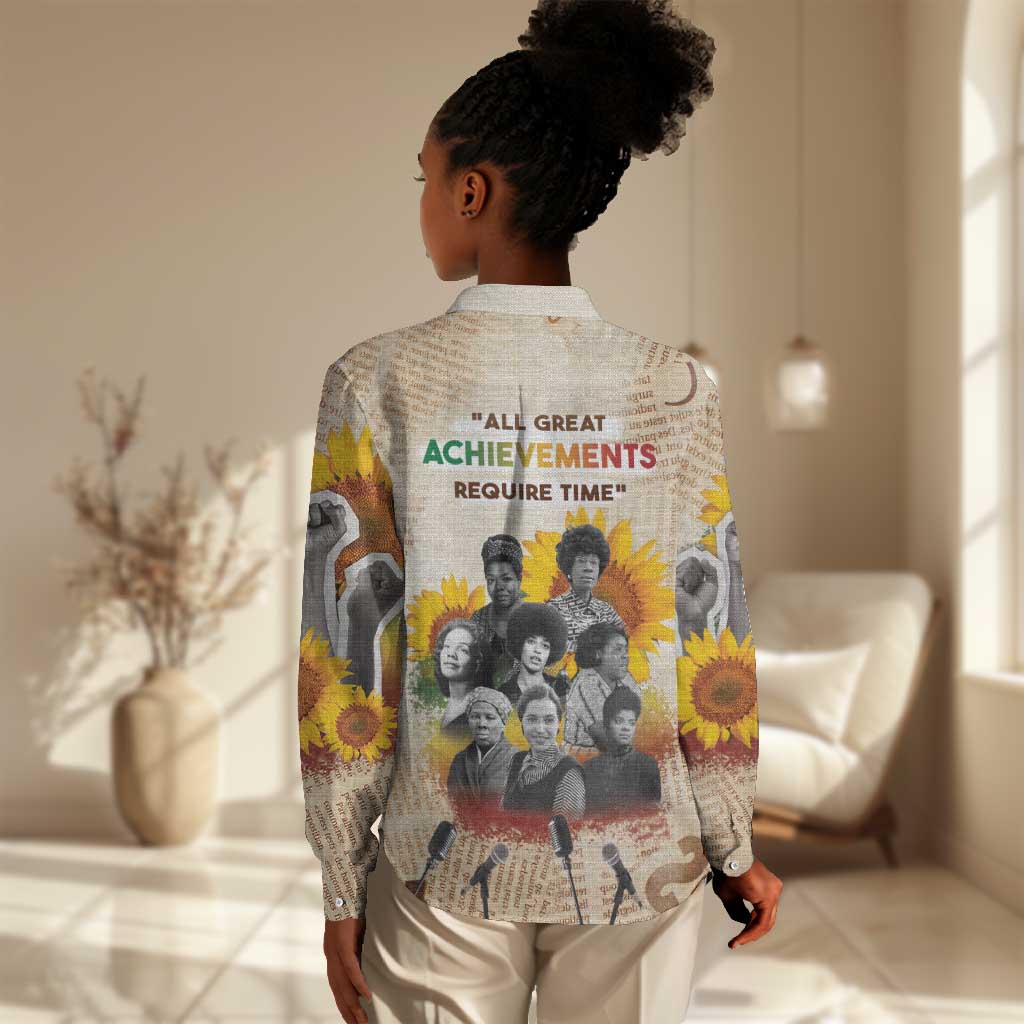 African Achievements Women Casual Shirt Civil Rights Female Leaders Sunflower DT04