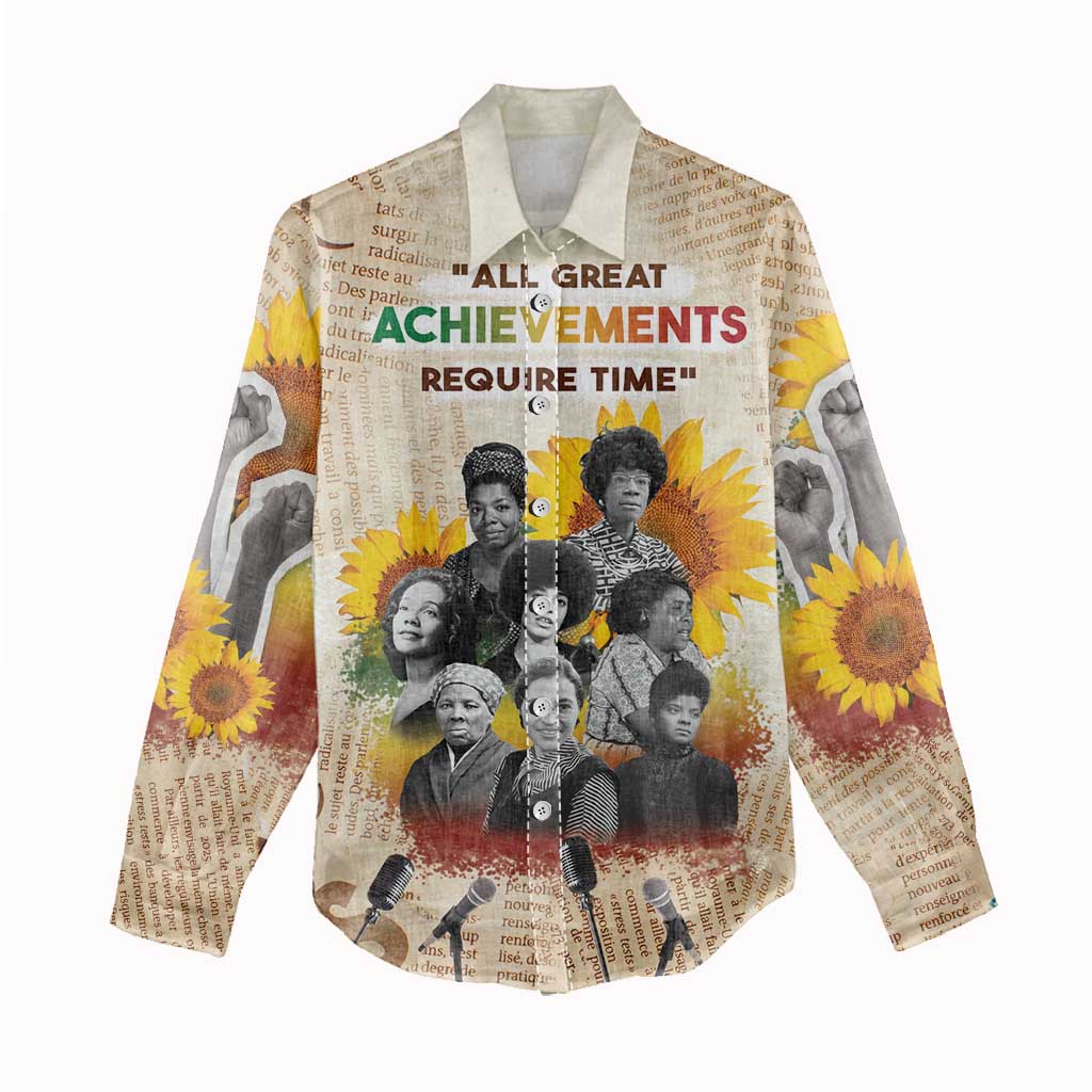 African Achievements Women Casual Shirt Civil Rights Female Leaders Sunflower DT04
