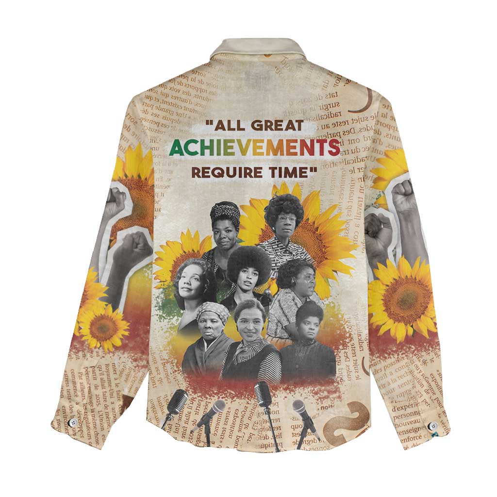 African Achievements Women Casual Shirt Civil Rights Female Leaders Sunflower DT04