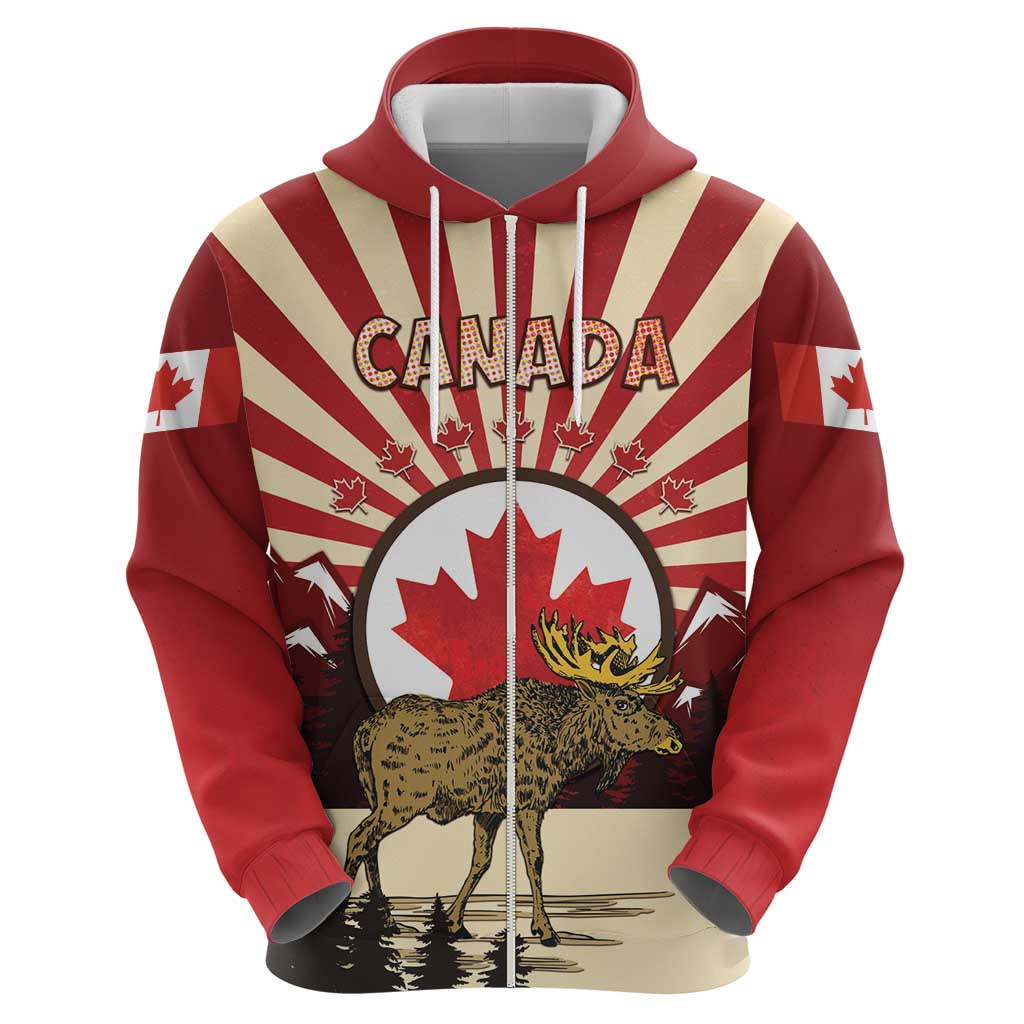 Personalized Canada Maple Leaf Hoodie Moose And Forest Retro Style DT04