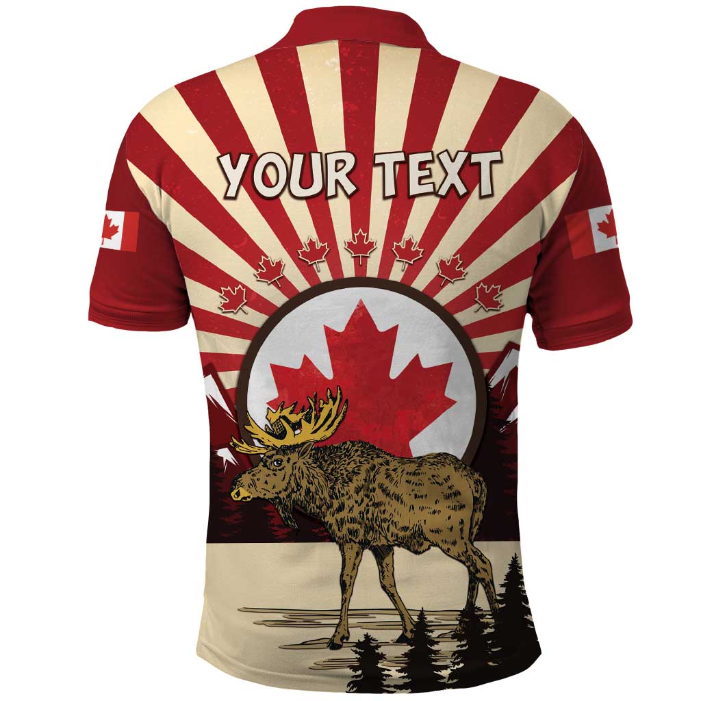 Personalized Canada Maple Leaf Polo Shirt Moose And Forest Retro Style DT04