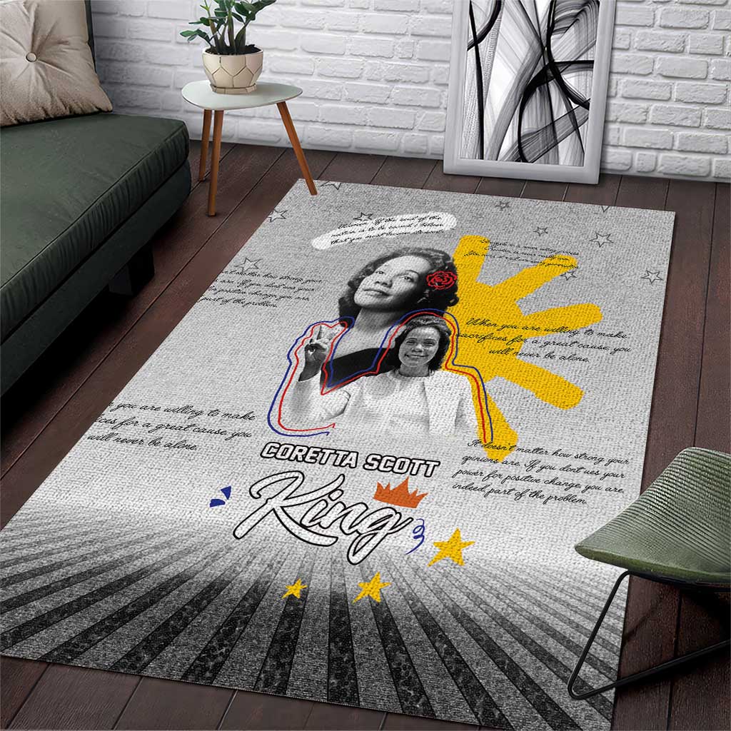 African American Coretta Scott King Area Rug Honoring The Legacy Hand Draw Style DT04