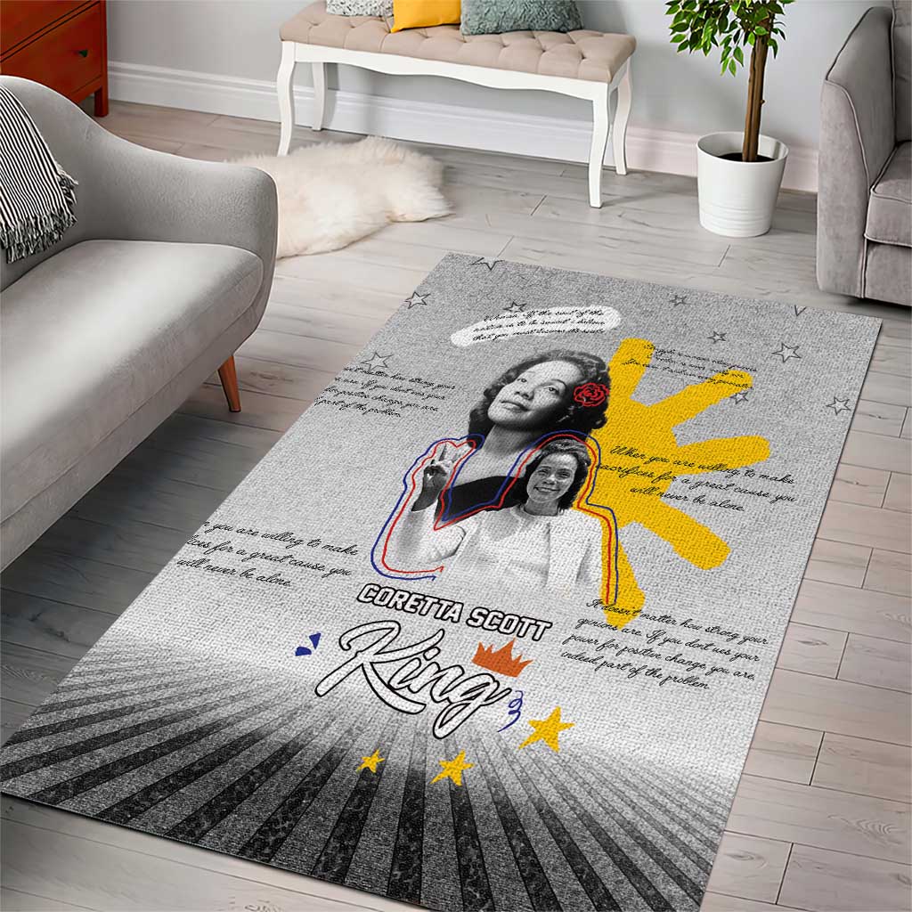 African American Coretta Scott King Area Rug Honoring The Legacy Hand Draw Style DT04