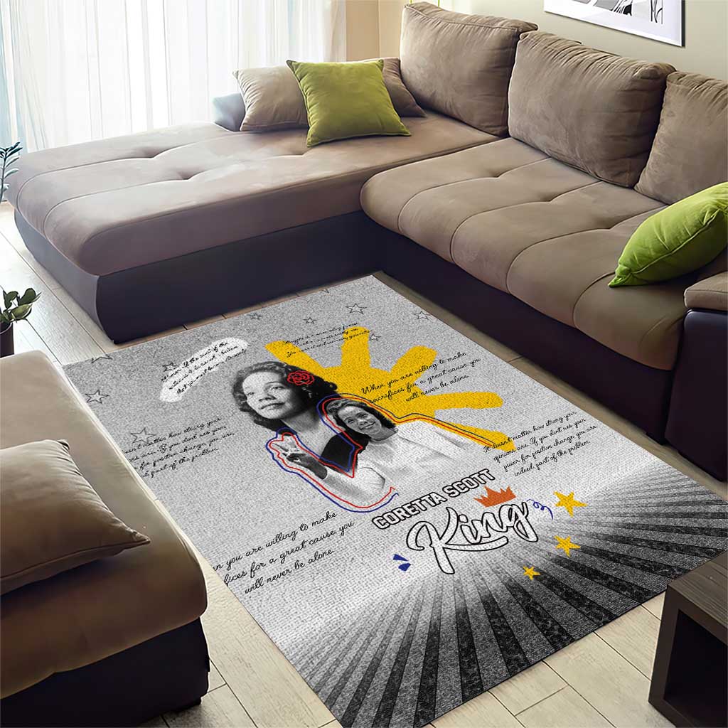 African American Coretta Scott King Area Rug Honoring The Legacy Hand Draw Style DT04