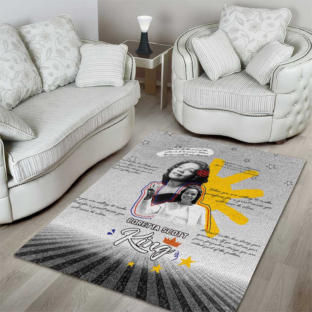 African American Coretta Scott King Area Rug Honoring The Legacy Hand Draw Style DT04