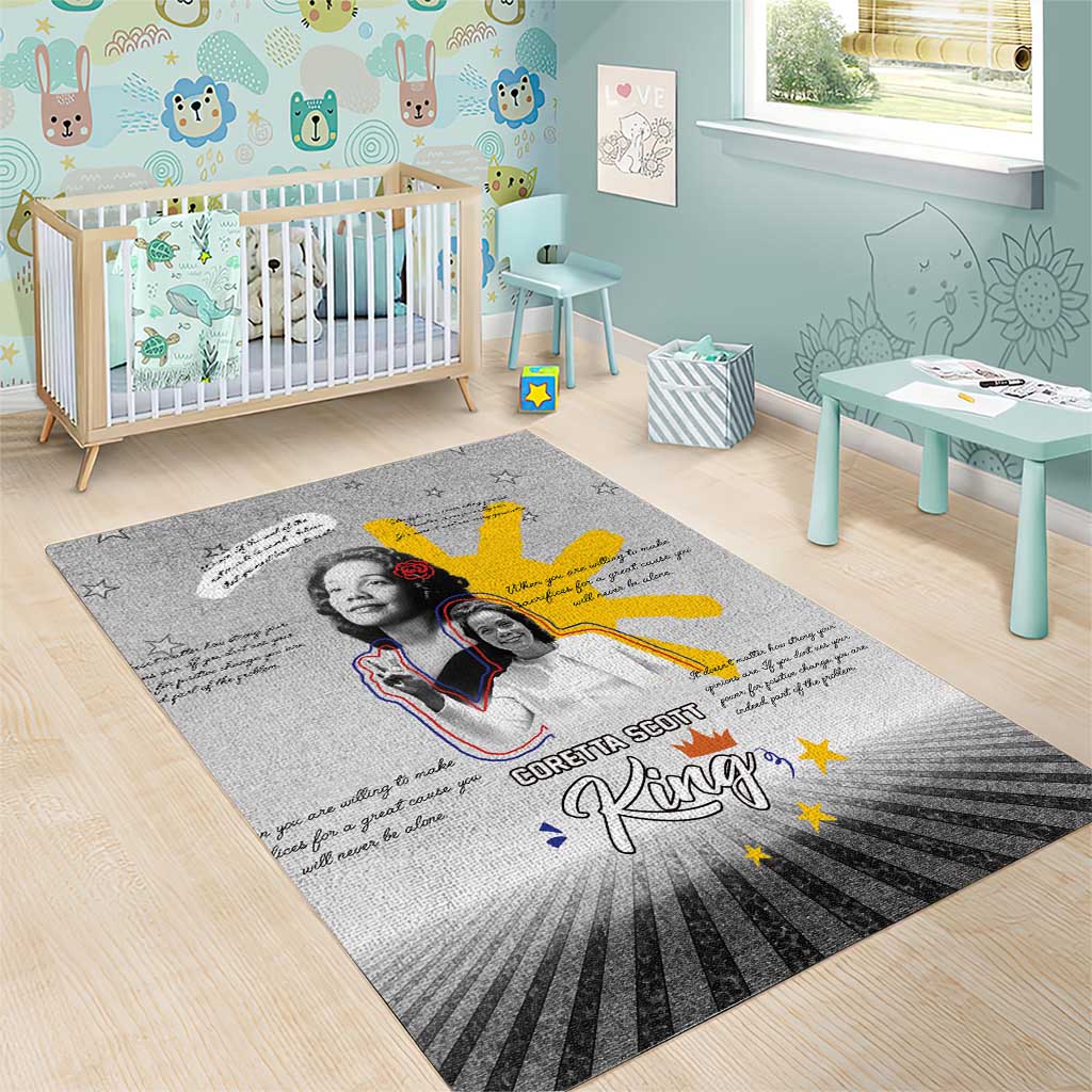 African American Coretta Scott King Area Rug Honoring The Legacy Hand Draw Style DT04