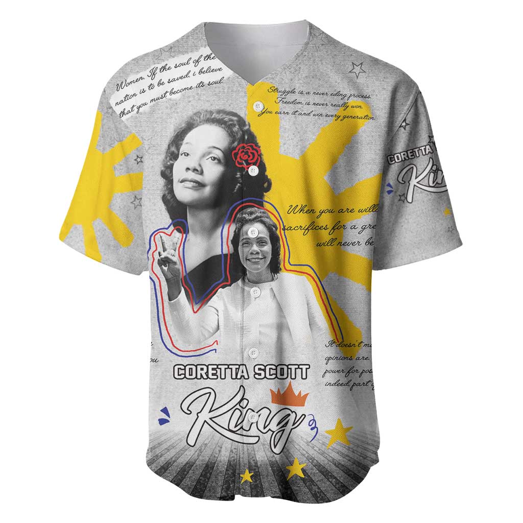 African American Coretta Scott King Baseball Jersey Honoring The Legacy Hand Draw Style DT04