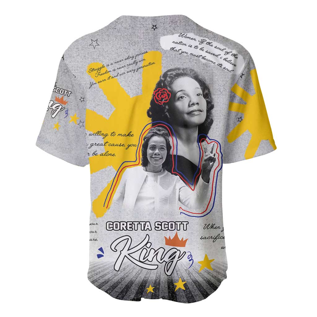 African American Coretta Scott King Baseball Jersey Honoring The Legacy Hand Draw Style DT04