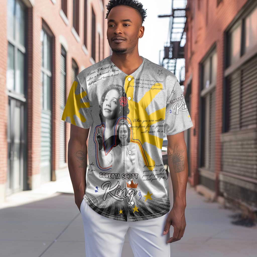 African American Coretta Scott King Baseball Jersey Honoring The Legacy Hand Draw Style DT04