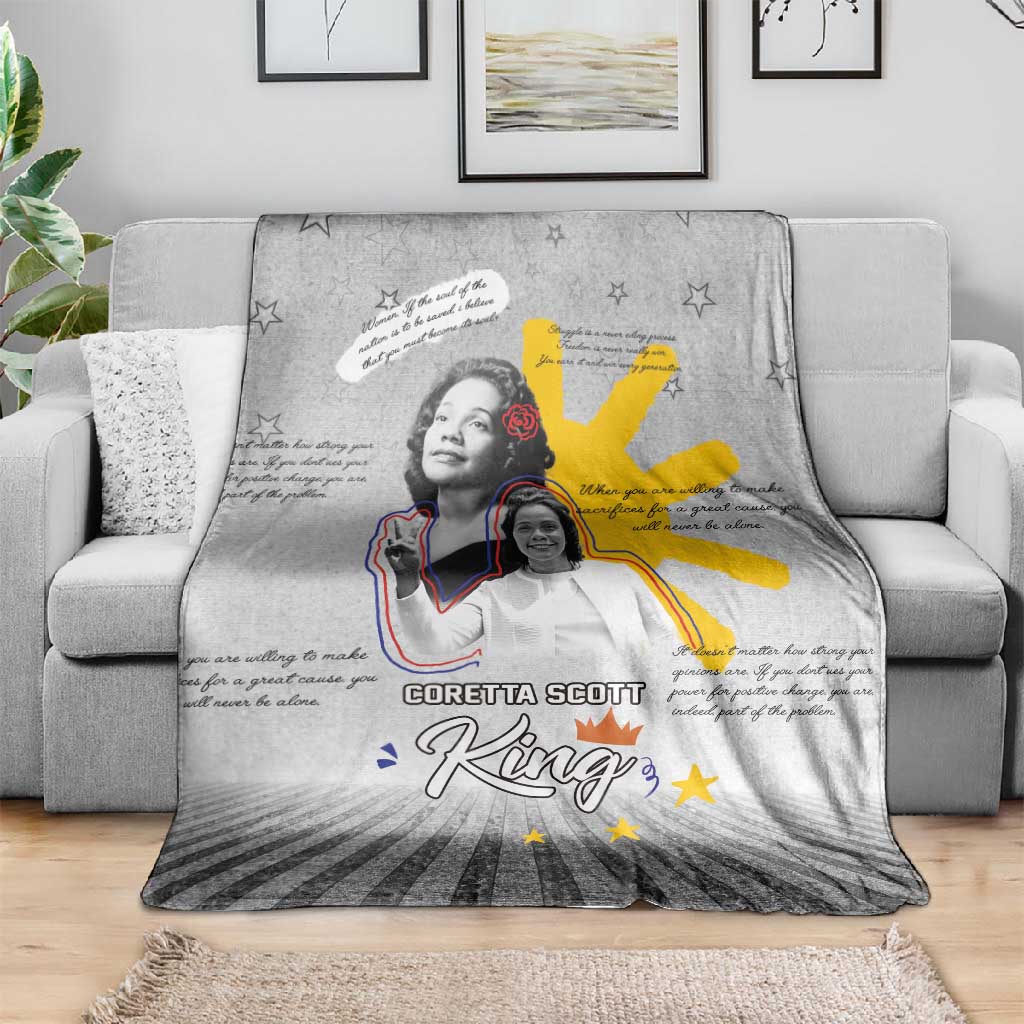 African American Coretta Scott King Blanket Honoring The Legacy Hand Draw Style DT04