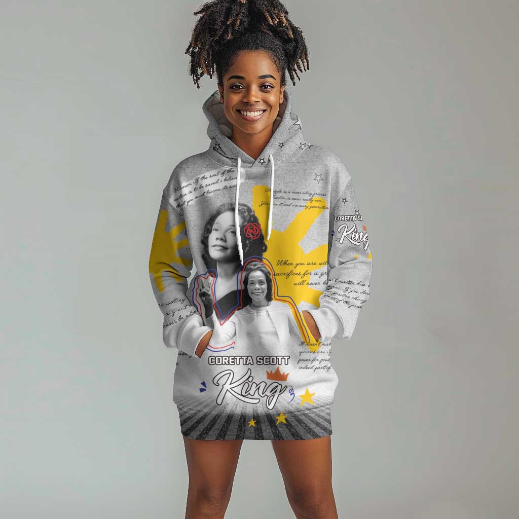 African American Coretta Scott King Hoodie Dress Honoring The Legacy Hand Draw Style DT04