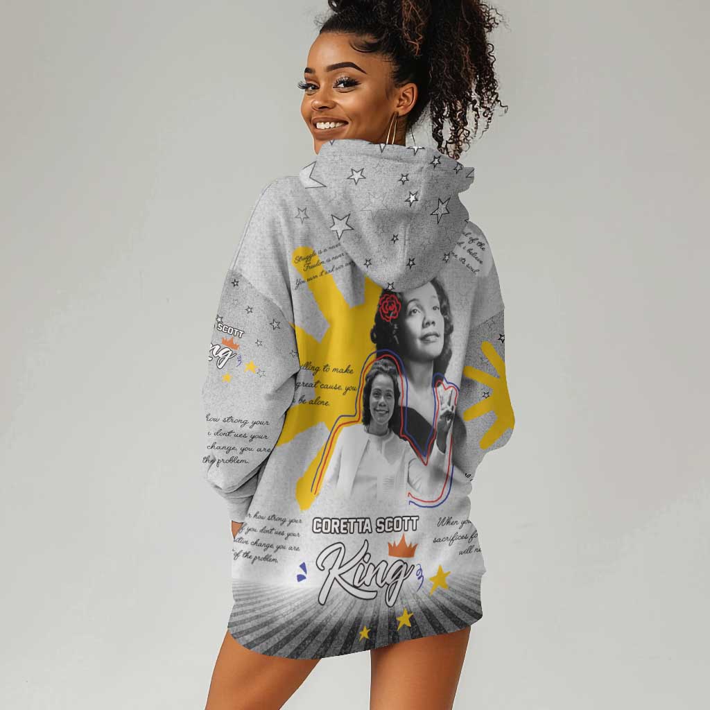 African American Coretta Scott King Hoodie Dress Honoring The Legacy Hand Draw Style DT04