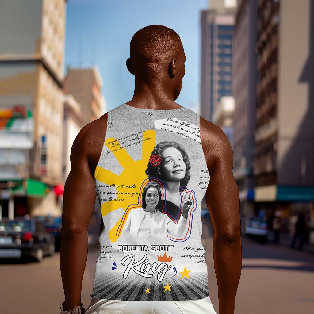 African American Coretta Scott King Men Tank Top Honoring The Legacy Hand Draw Style DT04