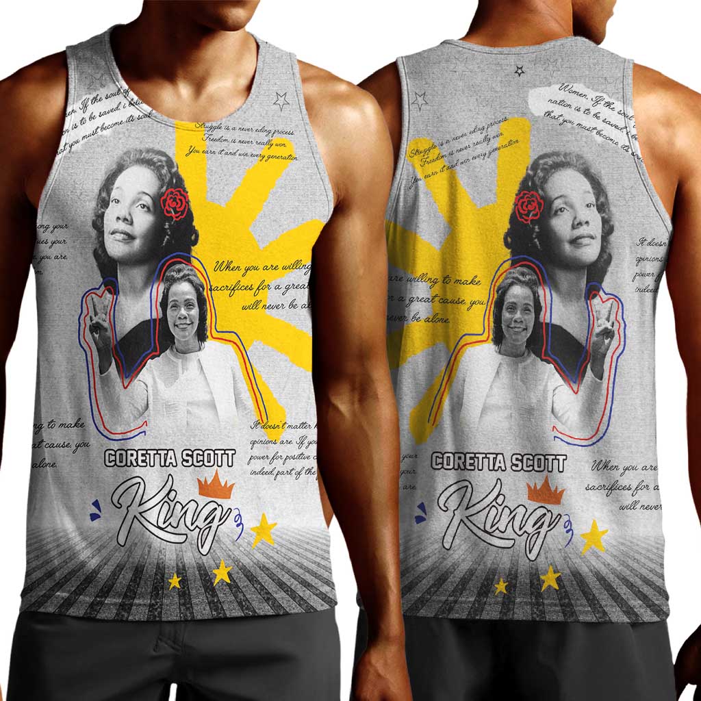 African American Coretta Scott King Men Tank Top Honoring The Legacy Hand Draw Style DT04