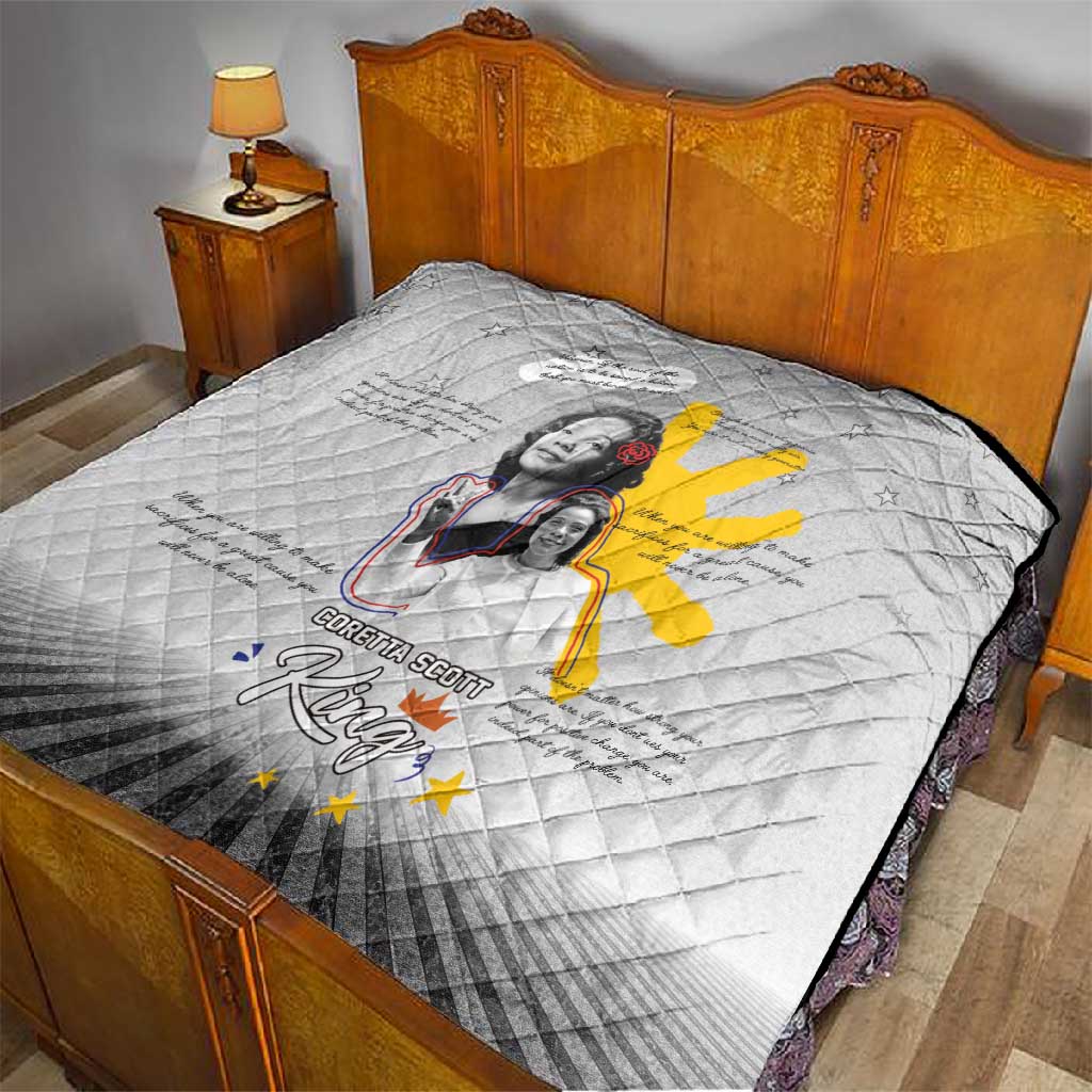 African American Coretta Scott King Quilt Honoring The Legacy Hand Draw Style DT04