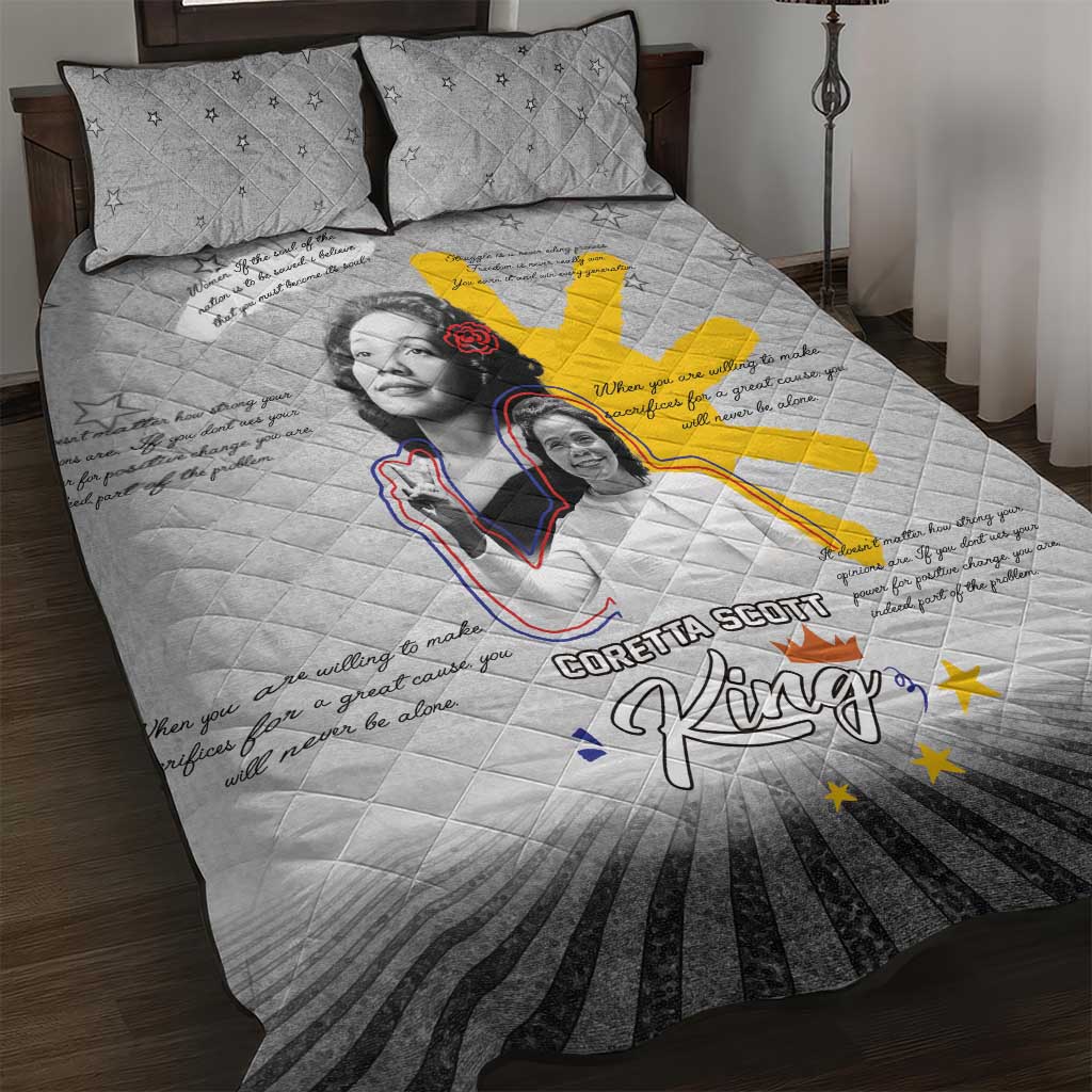 African American Coretta Scott King Quilt Bed Set Honoring The Legacy Hand Draw Style DT04