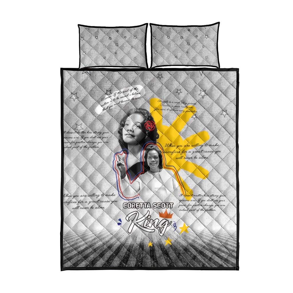 African American Coretta Scott King Quilt Bed Set Honoring The Legacy Hand Draw Style DT04
