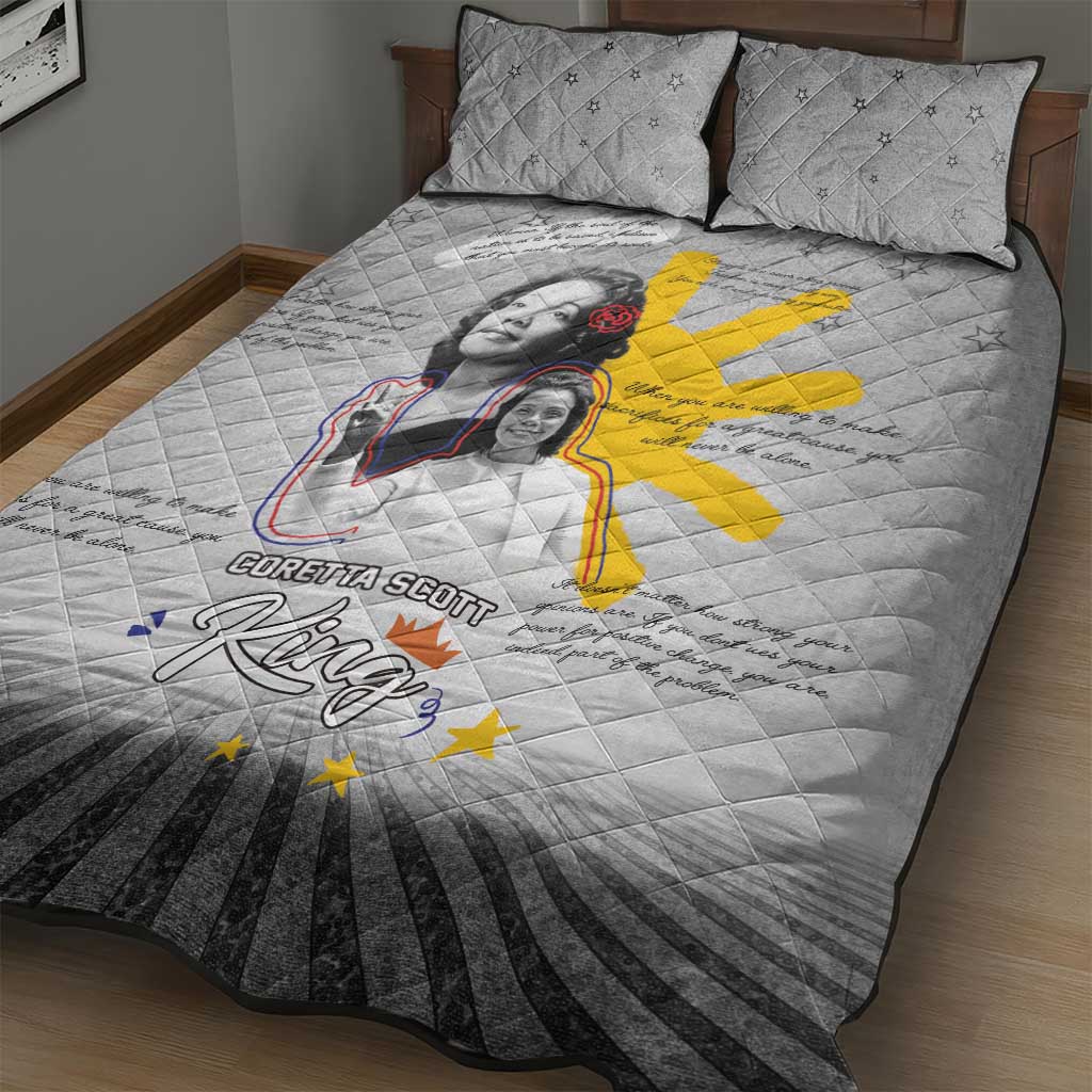 African American Coretta Scott King Quilt Bed Set Honoring The Legacy Hand Draw Style DT04