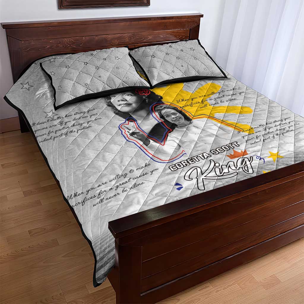 African American Coretta Scott King Quilt Bed Set Honoring The Legacy Hand Draw Style DT04
