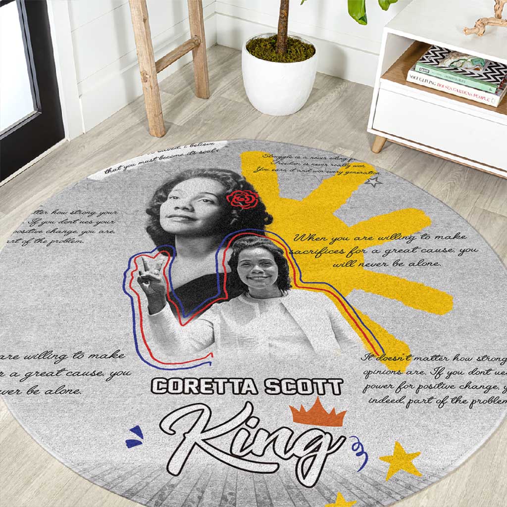 African American Coretta Scott King Round Carpet Honoring The Legacy Hand Draw Style DT04