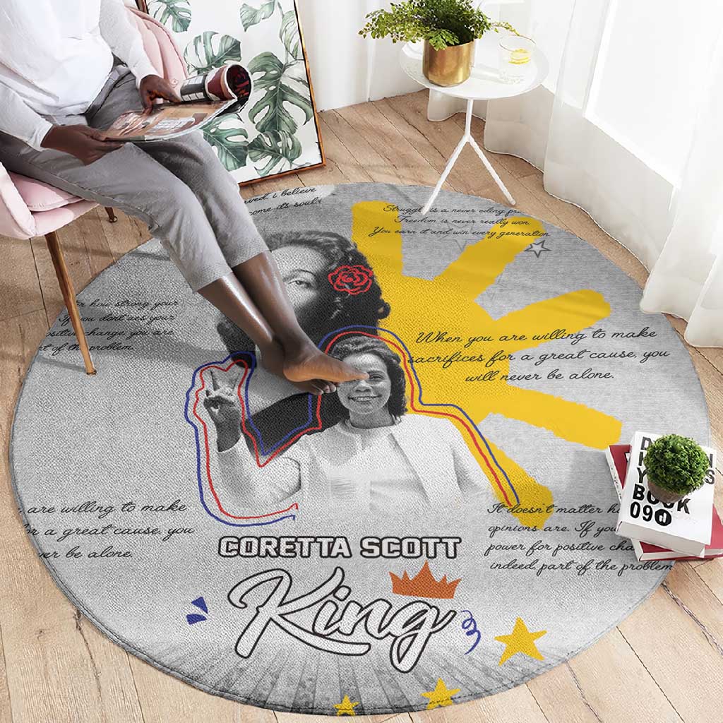 African American Coretta Scott King Round Carpet Honoring The Legacy Hand Draw Style DT04