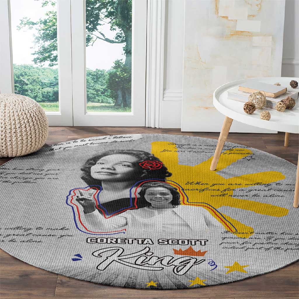 African American Coretta Scott King Round Carpet Honoring The Legacy Hand Draw Style DT04