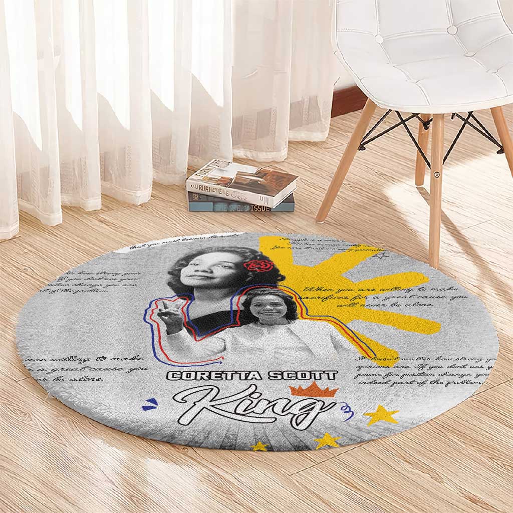 African American Coretta Scott King Round Carpet Honoring The Legacy Hand Draw Style DT04