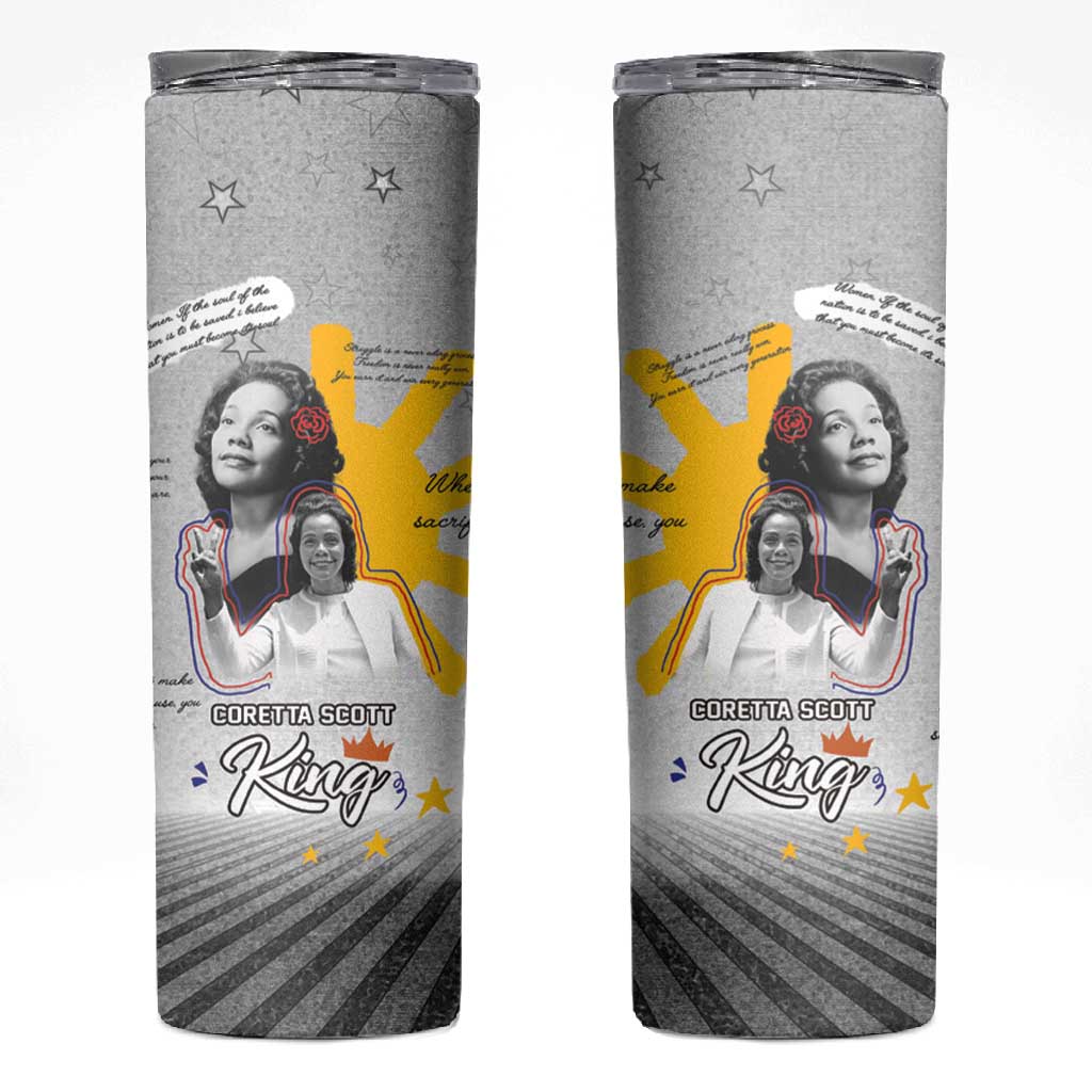 African American Coretta Scott King Skinny Tumbler Honoring The Legacy Hand Draw Style DT04