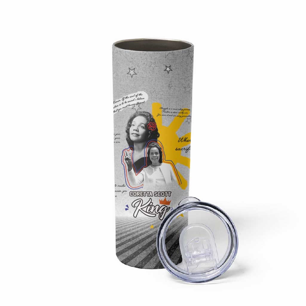 African American Coretta Scott King Skinny Tumbler Honoring The Legacy Hand Draw Style DT04