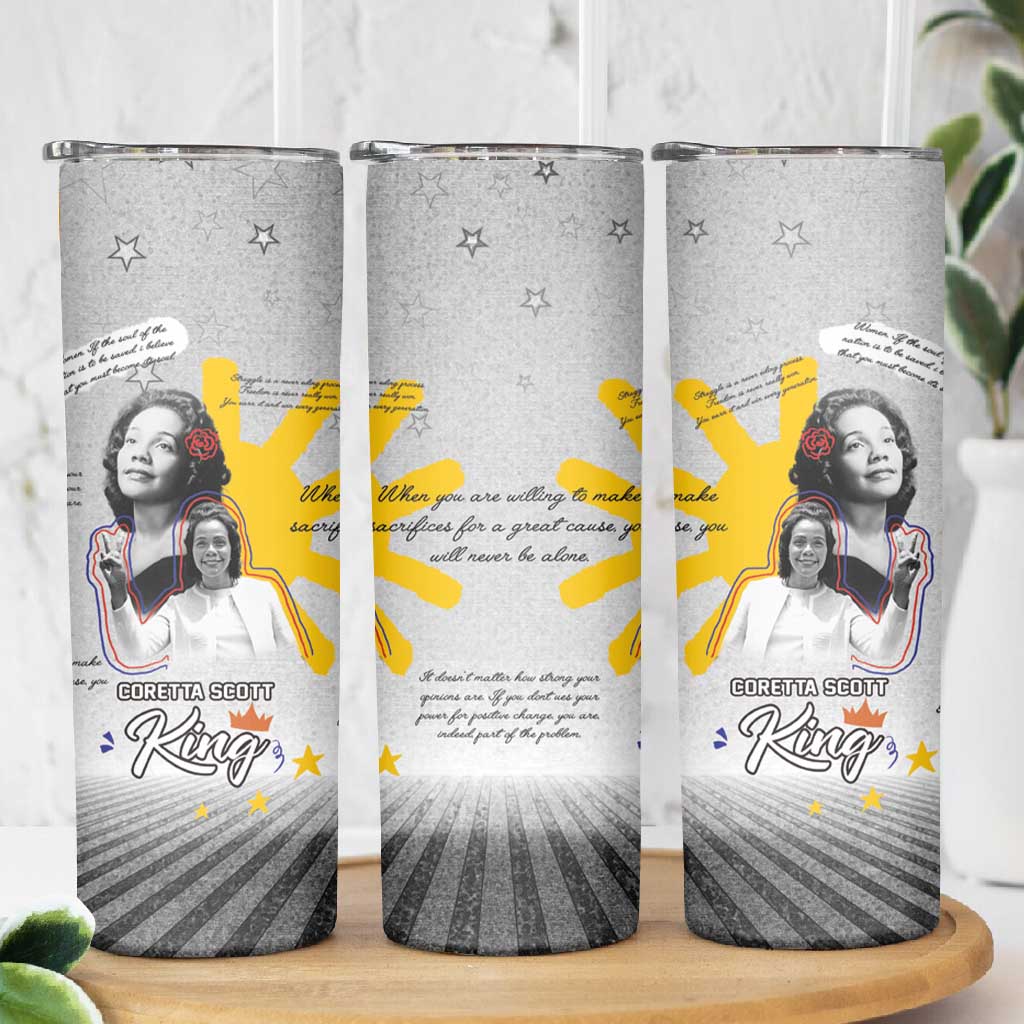 African American Coretta Scott King Skinny Tumbler Honoring The Legacy Hand Draw Style DT04