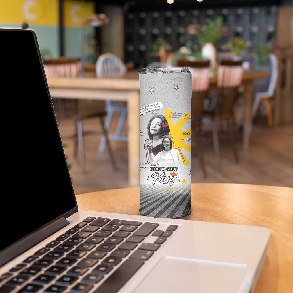 African American Coretta Scott King Skinny Tumbler Honoring The Legacy Hand Draw Style DT04