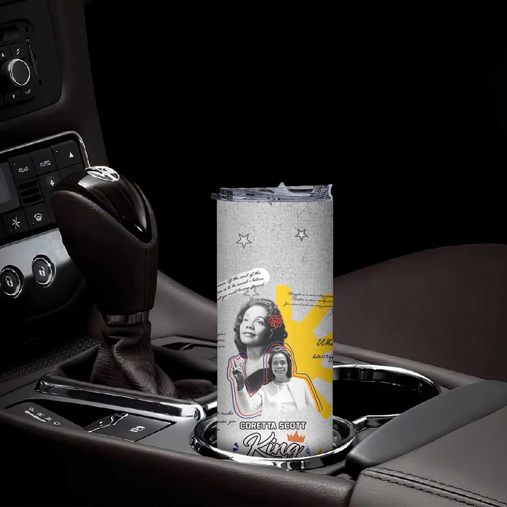 African American Coretta Scott King Skinny Tumbler Honoring The Legacy Hand Draw Style DT04