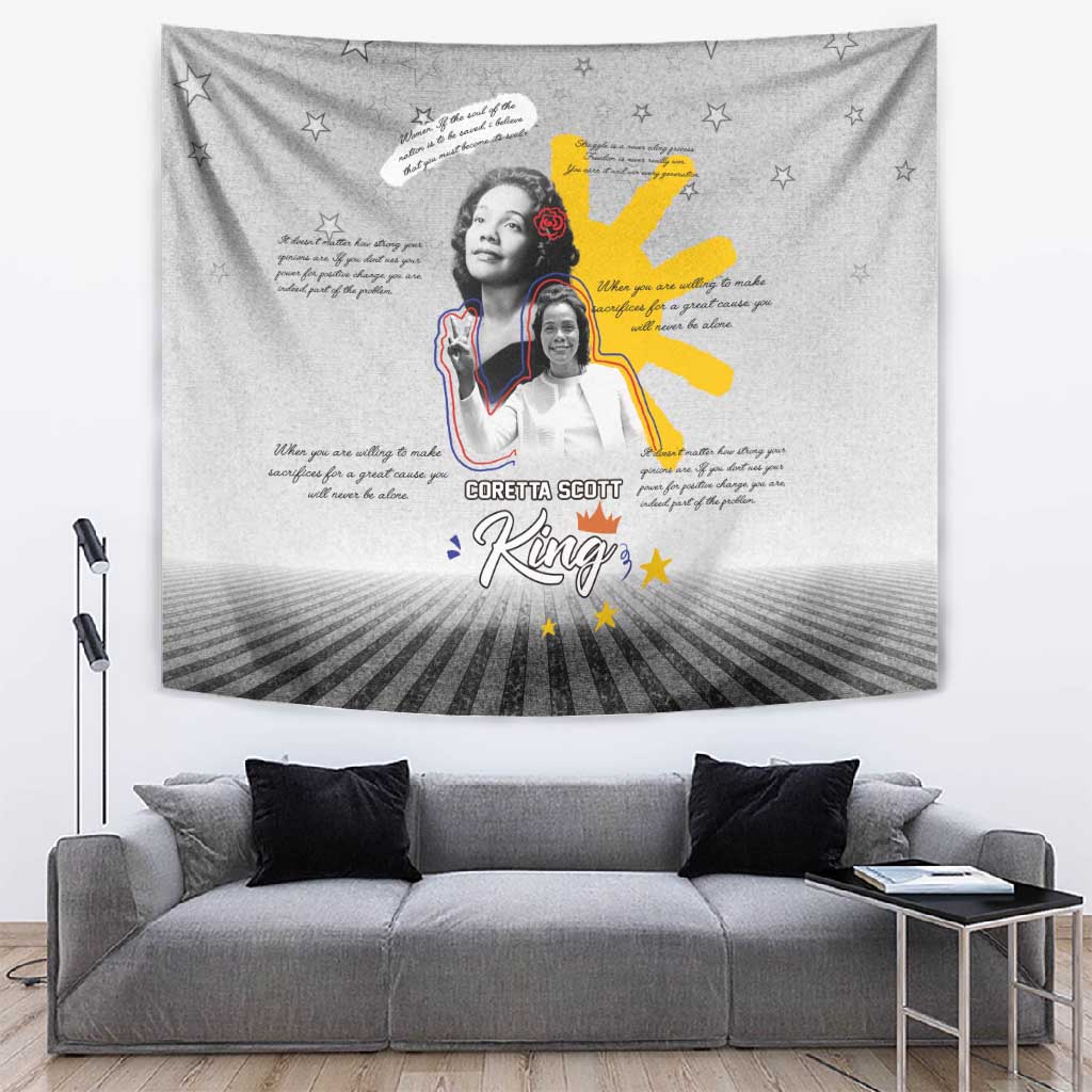 African American Coretta Scott King Tapestry Honoring The Legacy Hand Draw Style DT04