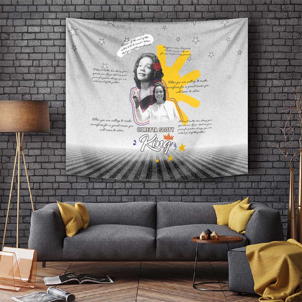 African American Coretta Scott King Tapestry Honoring The Legacy Hand Draw Style DT04