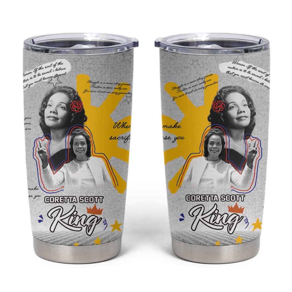 African American Coretta Scott King Tumbler Cup Honoring The Legacy Hand Draw Style DT04
