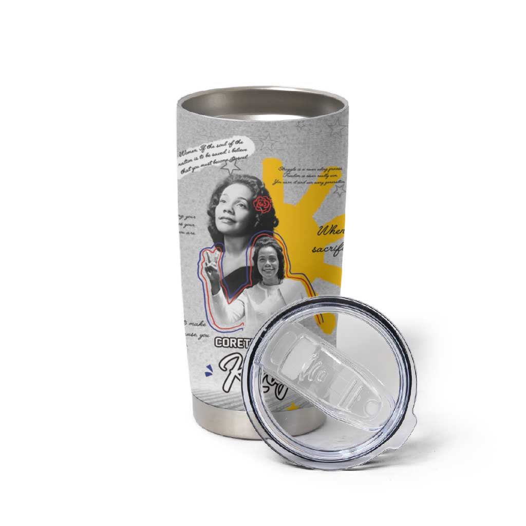 African American Coretta Scott King Tumbler Cup Honoring The Legacy Hand Draw Style DT04