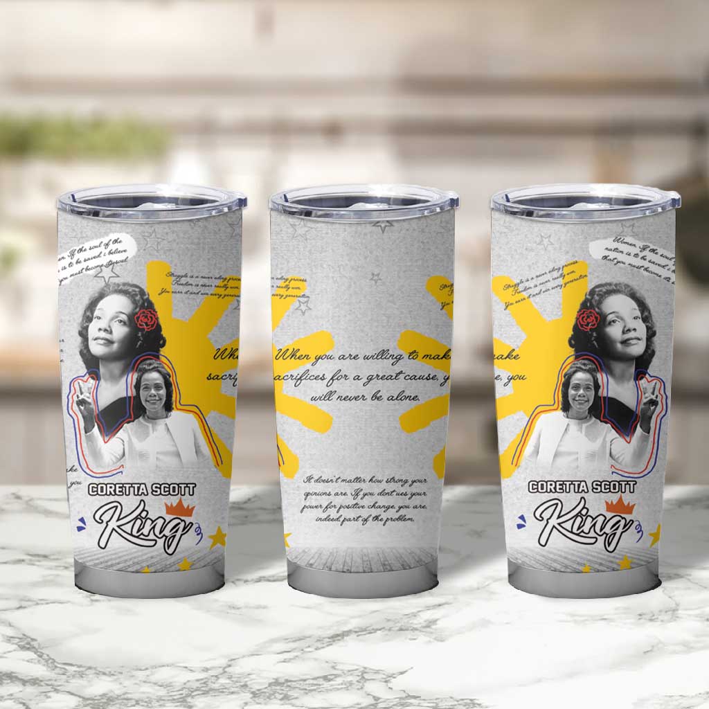 African American Coretta Scott King Tumbler Cup Honoring The Legacy Hand Draw Style DT04
