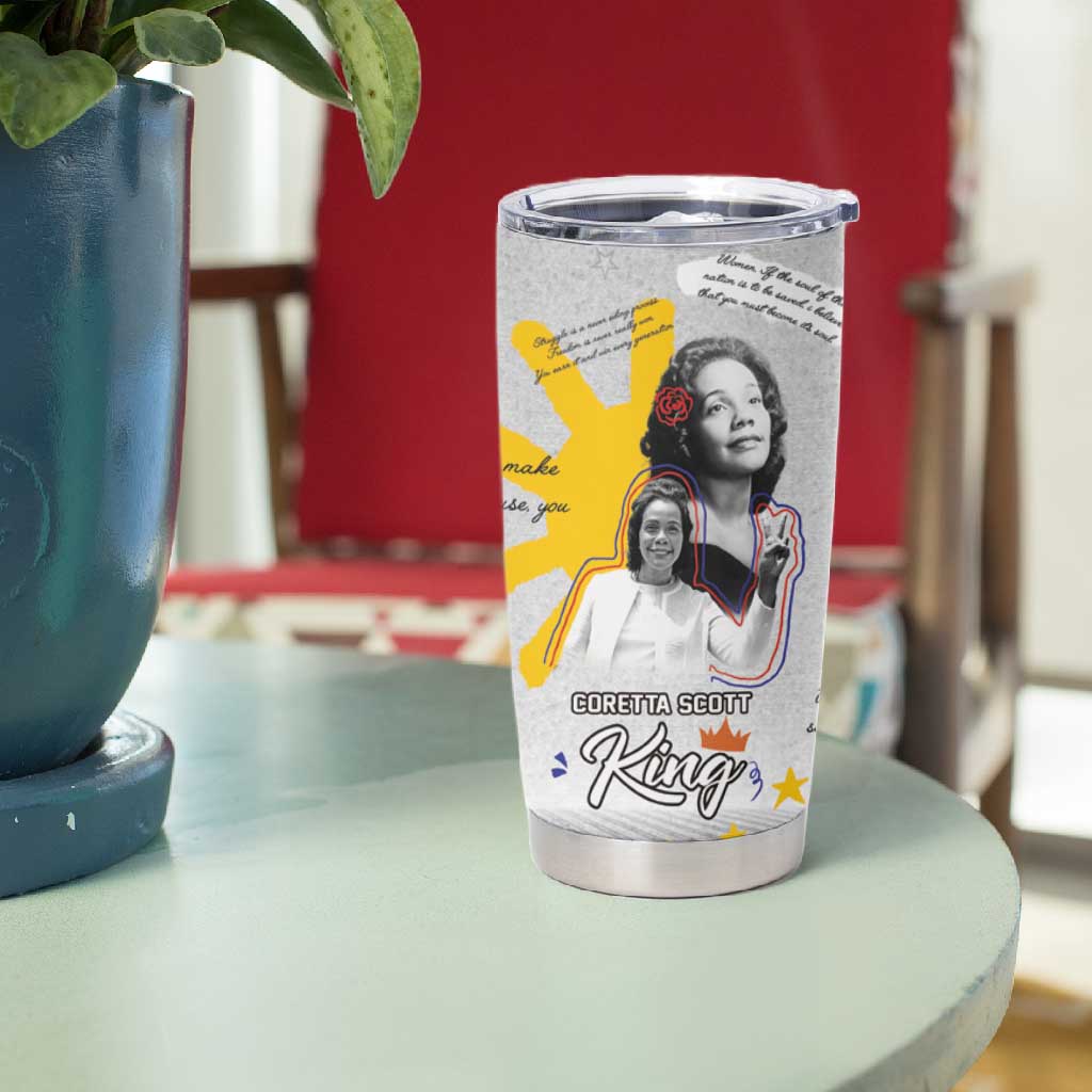 African American Coretta Scott King Tumbler Cup Honoring The Legacy Hand Draw Style DT04