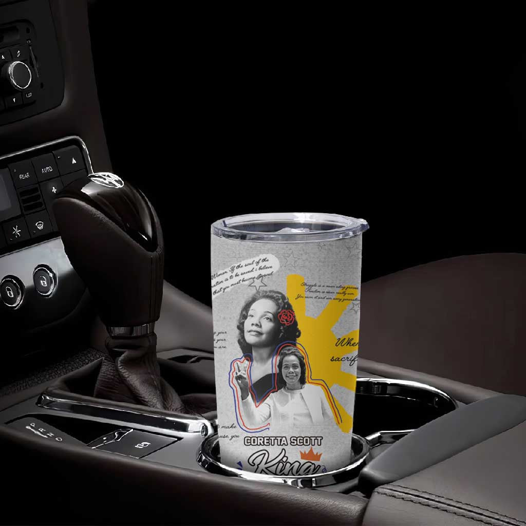 African American Coretta Scott King Tumbler Cup Honoring The Legacy Hand Draw Style DT04