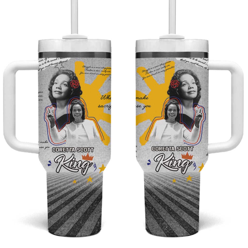 African American Coretta Scott King Tumbler With Handle Honoring The Legacy Hand Draw Style DT04